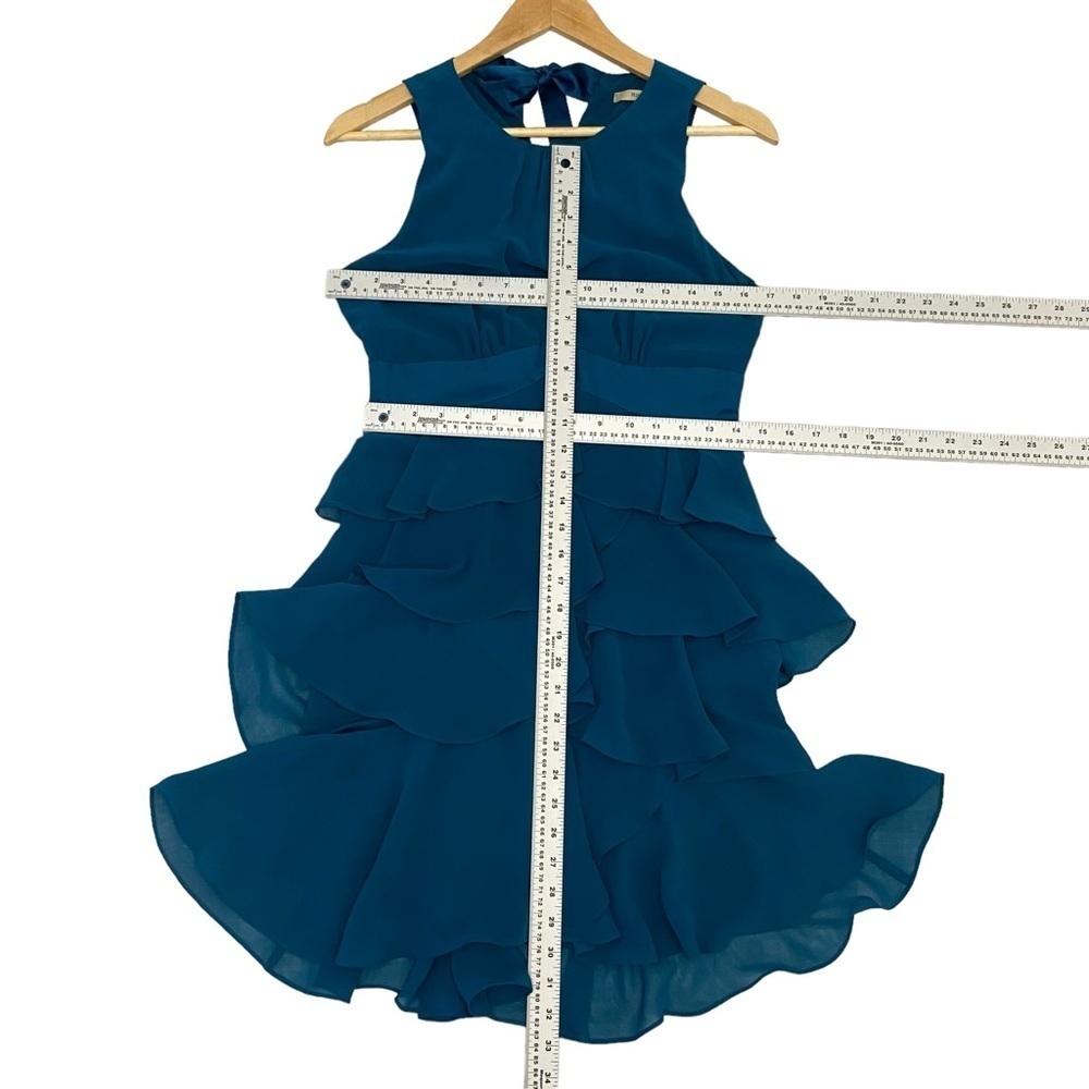 RW&CO. Empire chiffon dress woven turquoise cerulean blue sleeveless size 2 - Picture 13 of 16